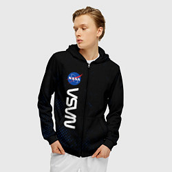 Толстовка 3D на молнии мужская NASA НАСА, цвет: 3D-черный — фото 2