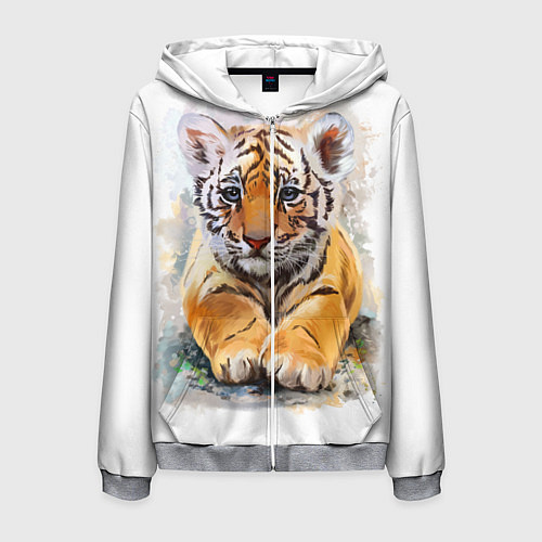 Мужская толстовка на молнии Tiger Art / 3D-Меланж – фото 1