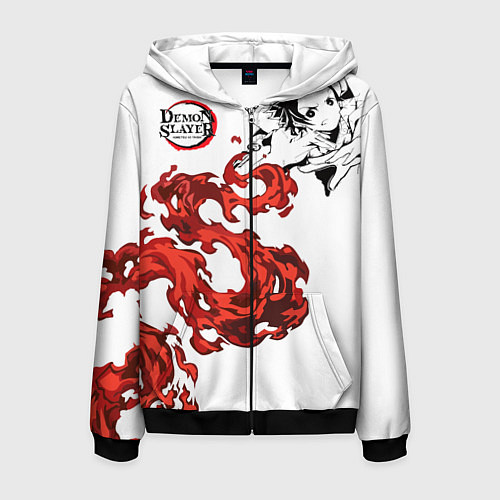 Мужская толстовка на молнии Клинок, рассекающий демонов / 3D-Черный – фото 1