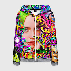 Толстовка 3D на молнии мужская Billie Eilish, цвет: 3D-меланж