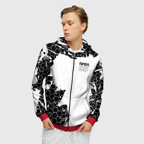 Мужская толстовка на молнии NASA / 3D-Красный – фото 3