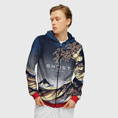 Мужская толстовка на молнии Ghost of Tsushima / 3D-Красный – фото 3