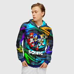 Толстовка 3D на молнии мужская SONIC TRIO, цвет: 3D-синий — фото 2
