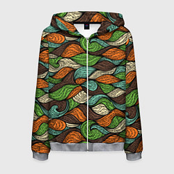 Толстовка 3D на молнии мужская Абстрактные волны, цвет: 3D-меланж