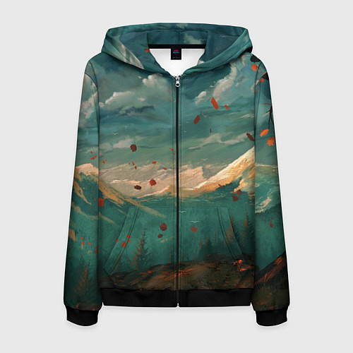 Мужская толстовка на молнии Горы / 3D-Черный – фото 1