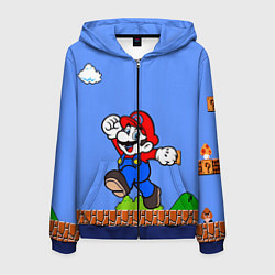 Толстовка 3D на молнии мужская Mario, цвет: 3D-синий