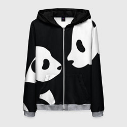 Толстовка 3D на молнии мужская Panda, цвет: 3D-меланж