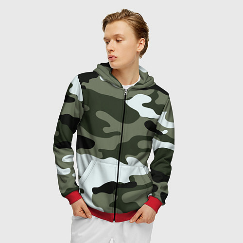 Мужская толстовка на молнии Camouflage 2 / 3D-Красный – фото 3