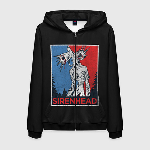 Мужская толстовка на молнии Сиреноголовый / 3D-Черный – фото 1