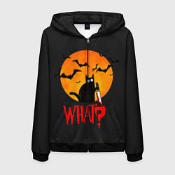 Мужская толстовка на молнии What Cat Halloween