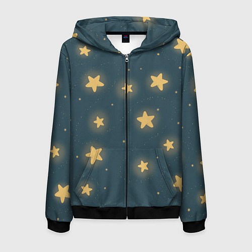 Мужская толстовка на молнии Звезды / 3D-Черный – фото 1