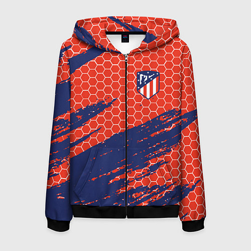 Мужская толстовка на молнии Atletico Madrid / 3D-Черный – фото 1