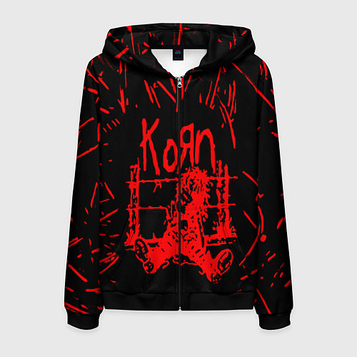 Мужская толстовка на молнии Korn / 3D-Черный – фото 1