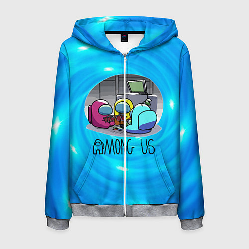 Мужская толстовка на молнии Among Us карты / 3D-Меланж – фото 1