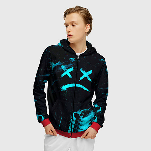 Мужская толстовка на молнии Lil Peep / 3D-Красный – фото 3