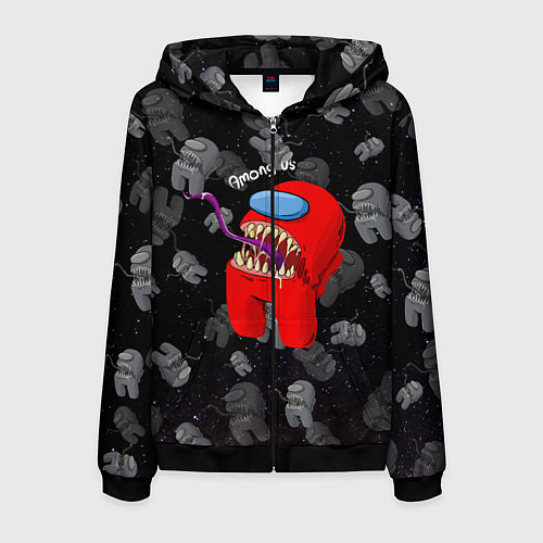 Мужская толстовка на молнии AMONG US / 3D-Черный – фото 1