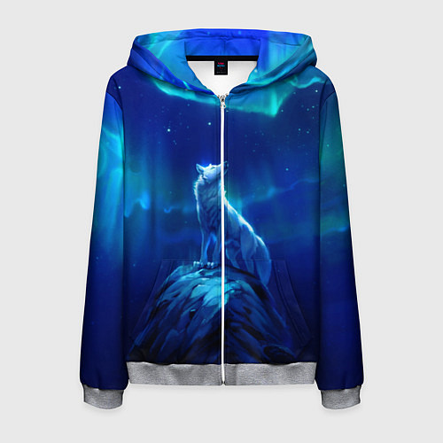 Мужская толстовка на молнии Одинокий Волк / 3D-Меланж – фото 1