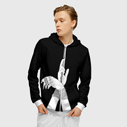 Толстовка 3D на молнии мужская Связанные руки эстетика, цвет: 3D-белый — фото 2