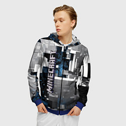Толстовка 3D на молнии мужская Minecraft, цвет: 3D-синий — фото 2