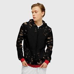 Толстовка 3D на молнии мужская Частицы, цвет: 3D-красный — фото 2