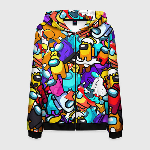 Мужская толстовка на молнии AMONG US / 3D-Черный – фото 1