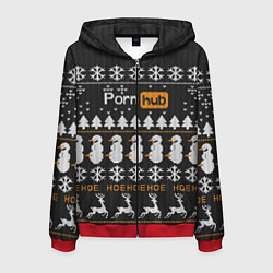 Толстовка 3D на молнии мужская Christmas PornHub, цвет: 3D-красный