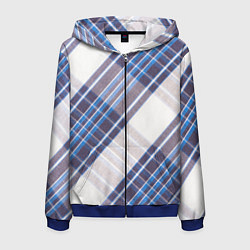 Толстовка 3D на молнии мужская Шотландка Z, цвет: 3D-синий