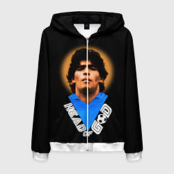 Толстовка 3D на молнии мужская Diego Maradona, цвет: 3D-белый