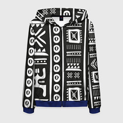 Толстовка 3D на молнии мужская Этнический узор, цвет: 3D-синий