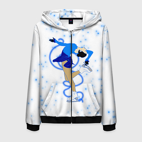 Мужская толстовка на молнии Фигурное катание / 3D-Черный – фото 1