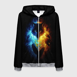 Мужская толстовка на молнии Волки в огне