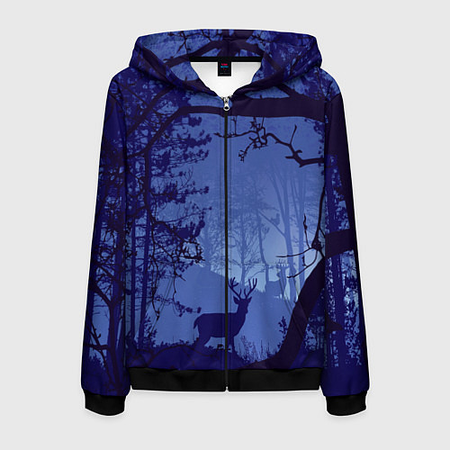 Мужская толстовка на молнии ЛЕС / 3D-Черный – фото 1