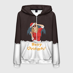 Толстовка 3D на молнии мужская Merry Christmas, цвет: 3D-белый