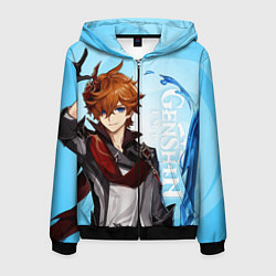 Толстовка 3D на молнии мужская GENSHIN IMPACT, ТАРТАЛЬЯ, цвет: 3D-черный
