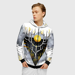 Толстовка 3D на молнии мужская Графит и золото: дерево жизни, цвет: 3D-черный — фото 2