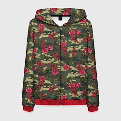 Мужская толстовка на молнии Камуфляж и розы