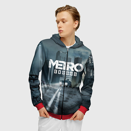 Мужская толстовка на молнии Metro Exodus / 3D-Красный – фото 3