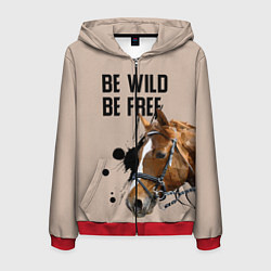 Толстовка 3D на молнии мужская Be wild be free, цвет: 3D-красный