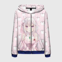 Толстовка 3D на молнии мужская Эмилия, цвет: 3D-синий