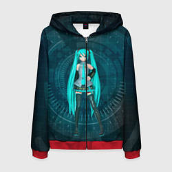 Толстовка 3D на молнии мужская Мику Хацуне, цвет: 3D-красный