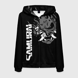 Толстовка 3D на молнии мужская SAMURAI 2077, цвет: 3D-черный