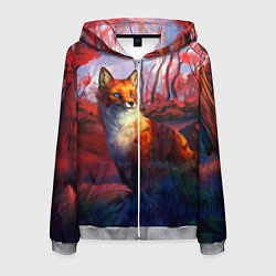 Толстовка 3D на молнии мужская Рыжая лиса, цвет: 3D-меланж
