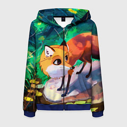 Толстовка 3D на молнии мужская Лисичка, цвет: 3D-синий