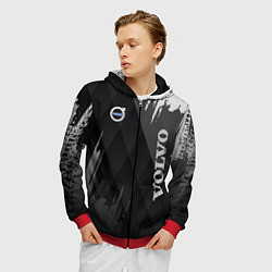 Толстовка 3D на молнии мужская Volvo, цвет: 3D-красный — фото 2