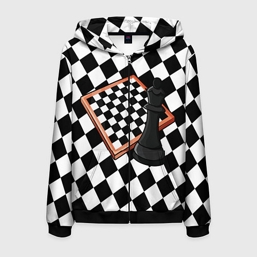 Мужская толстовка на молнии Шахматы / 3D-Черный – фото 1