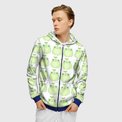 Толстовка 3D на молнии мужская Лягушки-росточки, цвет: 3D-синий — фото 2