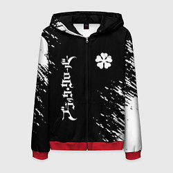 Толстовка 3D на молнии мужская Черный клевер, цвет: 3D-красный