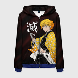 Толстовка 3D на молнии мужская КЛИНОК РАССЕКАЮЩИЙ ДЕМОНОВ, цвет: 3D-синий