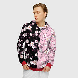 Толстовка 3D на молнии мужская САКУРА SAKURA ВИШНЯ, цвет: 3D-красный — фото 2