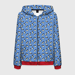 Толстовка 3D на молнии мужская Пингвины, цвет: 3D-красный